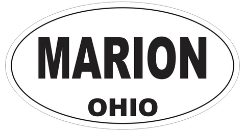 Marion Ohio Oval Bumper Sticker or Helmet Sticker D6140