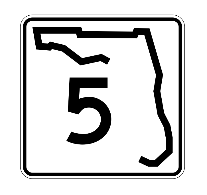 Florida State Road 5 Sticker Decal R1334 Highway Sign - Winter Park Products