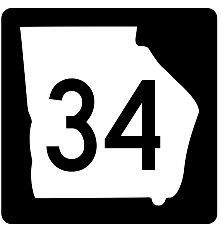 Georgia State Route 34 Sticker R3583 Highway Sign