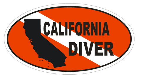 CALIFORNIA SCUBA DIVING Oval Bumper Sticker or Helmet Sticker D1841 Euro Oval - Winter Park Products