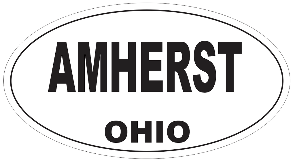 Amherst Ohio Oval Bumper Sticker or Helmet Sticker D6021