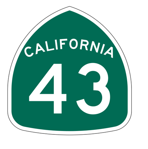 California State Route 43 Sticker Decal R1145 Highway Sign - Winter Park Products