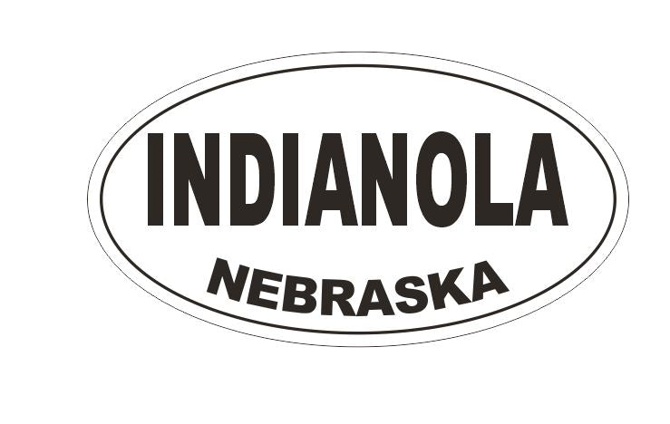 Indianola Nebraska Oval Bumper Sticker or Helmet Sticker D5253 Oval