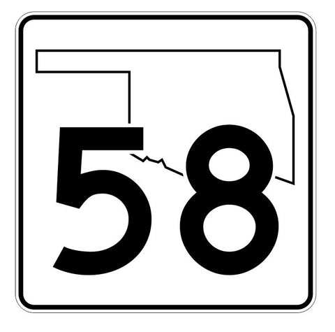 Oklahoma State Highway 58 Sticker Decal R5598 Highway Route Sign