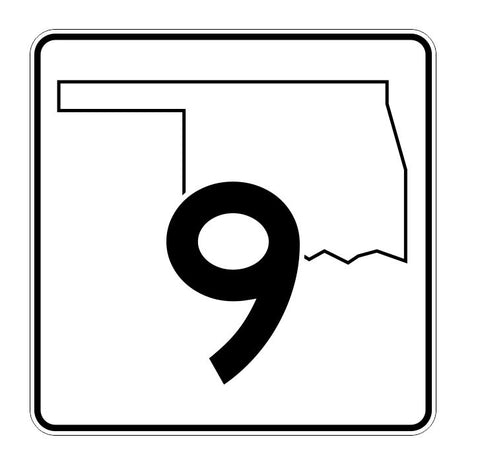 Oklahoma State Highway 9 Sticker Decal R5564 Highway Route Sign