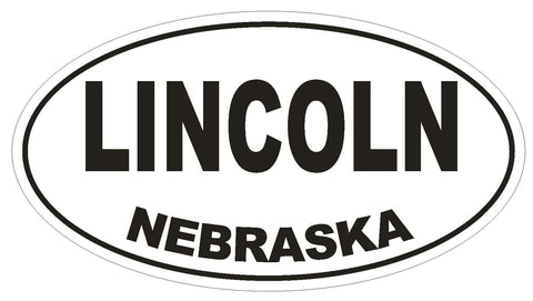 Lincoln Nebraska Oval Bumper Sticker or Helmet Sticker D1675 Euro Oval - Winter Park Products