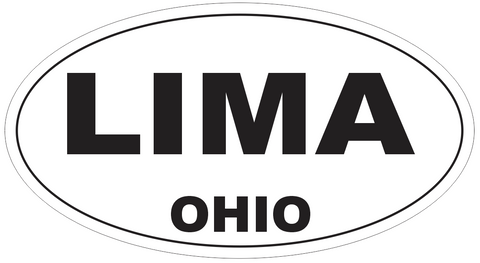 Lima Ohio Oval Bumper Sticker or Helmet Sticker D6128