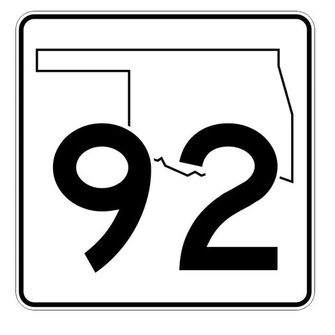 Oklahoma State Highway 92 Sticker Decal R5669 Highway Route Sign