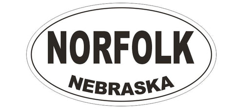 Norfolk Nebraska Bumper Sticker or Helmet Sticker D5346 Oval