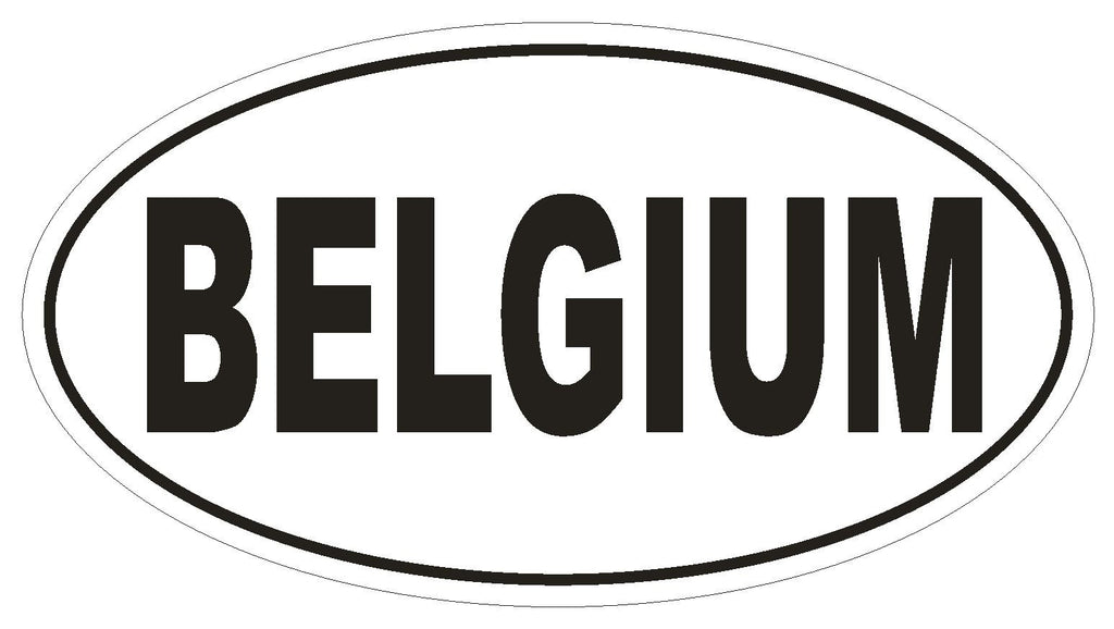 BELGIUM Oval Bumper Sticker or Helmet Sticker D2147 Country Euro Oval - Winter Park Products