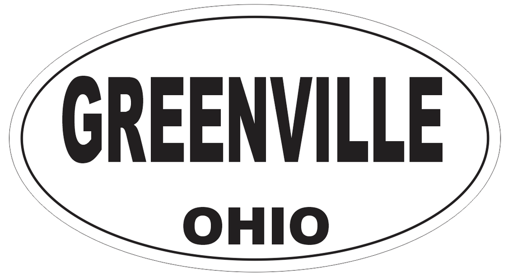 Greenville Ohio Oval Bumper Sticker or Helmet Sticker D6104