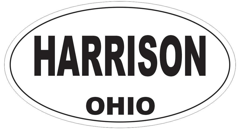 Harrison Ohio Oval Bumper Sticker or Helmet Sticker D6108