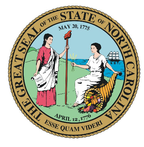 North Carolina State Seal Vinyl Sticker R550 - Winter Park Products