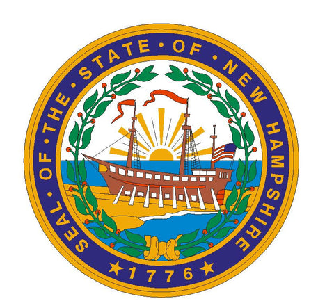 New Hampshire State Seal Vinyl Sticker R546 - Winter Park Products