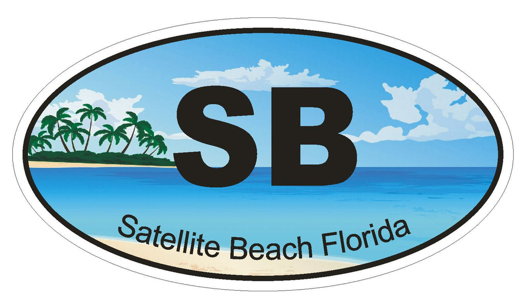 Satellite Beach Florida Oval Bumper Sticker or Helmet Sticker D1278 Euro Oval - Winter Park Products