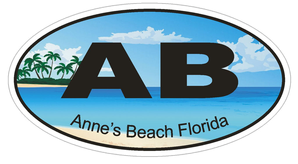 Anne's Beach Florida Oval Bumper Sticker or Helmet Sticker D1180 - Winter Park Products